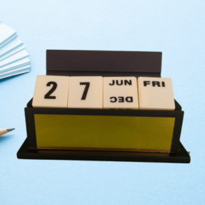 Perpetual Block Desk Calendar with Pen Holder – Smart & Reusable Desk Organizer (Customizable)