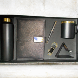 Diary, Metal Pen, Key chain, Water Bottle, Mobile Holder & Mug Combo Gift Set- Corporate Gift Set