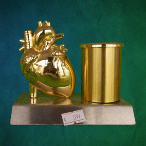 Golden Anatomical Heart Pen Holder – Premium Gift for Medical Professionals (Customizable)