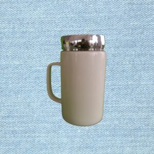 White Glass Mug with Lid & Handle