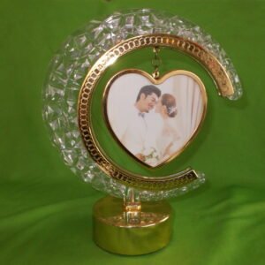 White Crystal Moon Photo Frame Lamp in Heart Shape