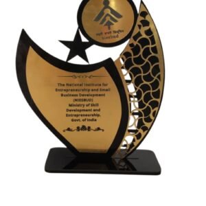 Acrylic Trophy With Golden Design
