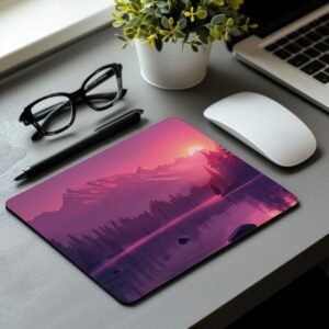 Scenic Sunset Mouse Pad – Mountain Lake Design