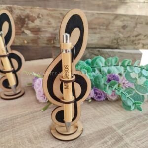 Customized Bamboo Pen with Musical Note Wooden Stand