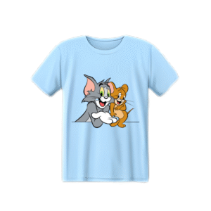 Tom & Jerry Printed Light Blue Cotton T-Shirt
