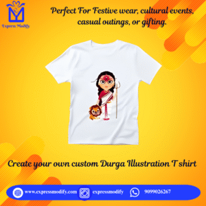 White Durga Illustration Polyester T-Shirt
