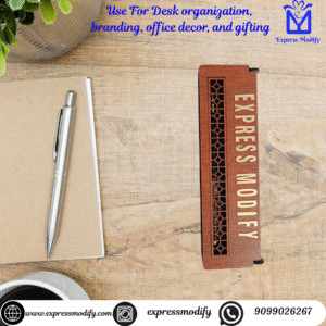 ✨ Elegant Wooden Pen Holder with Custom Name Engraving