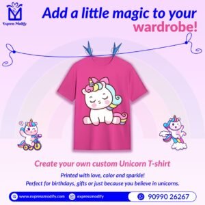 Unicorn Printed Polyester T-Shirt